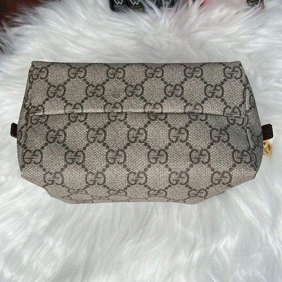 Cosmetic Bag Gucci Ophidia GG Supreme Brown Coated Canvas Large Zippy Gold Tone - Picture 7 of 17